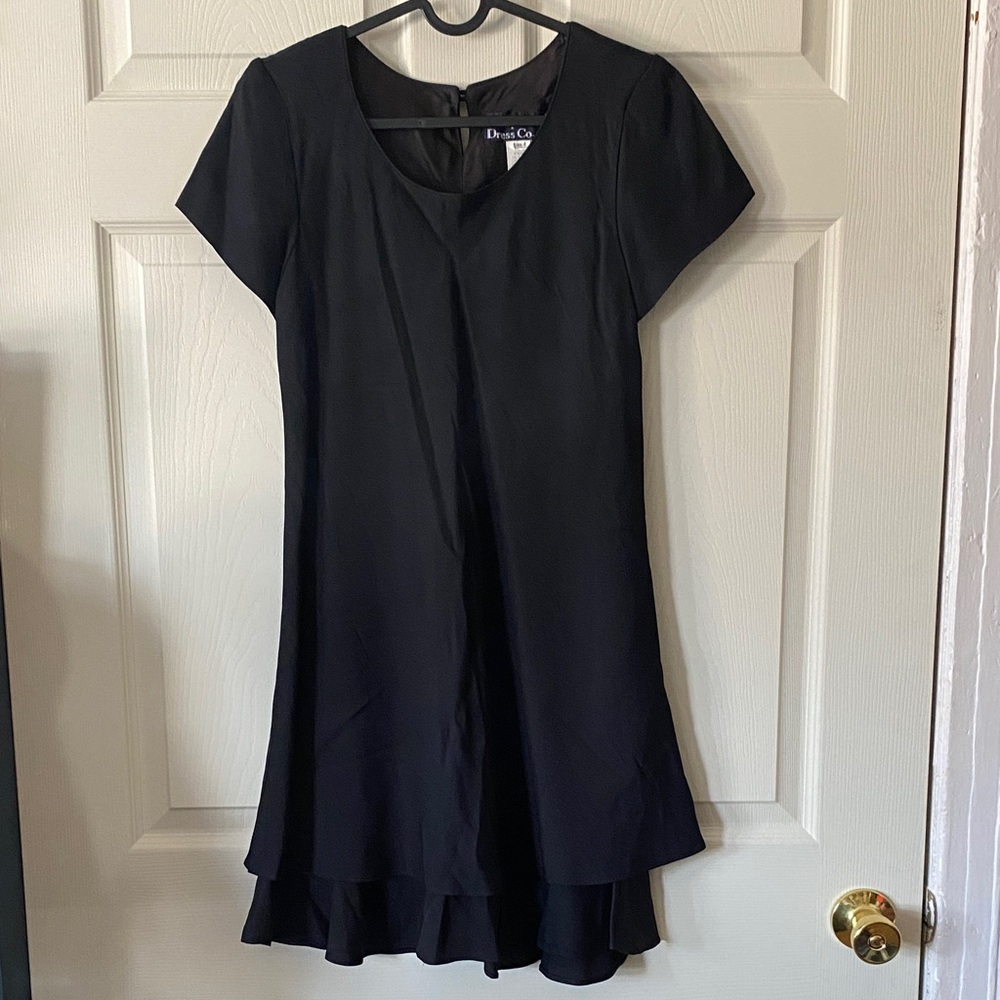 Vintage Hamton Dress Company Women’s Size 4 Petite Black Layered Hem Midi Dress
